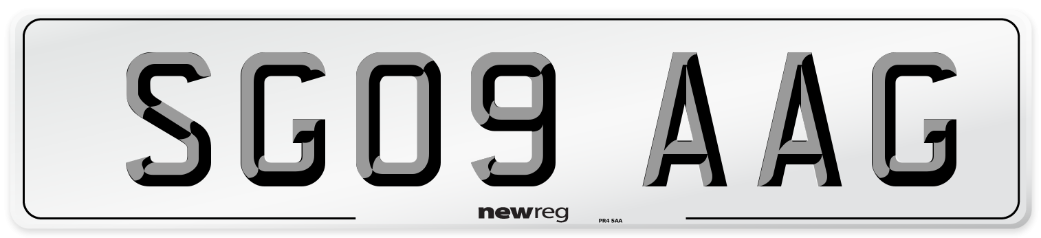 SG09 AAG Number Plate from New Reg